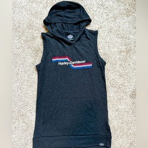 Harley Davidson hooded tank top with pockets